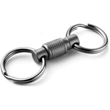 Doppelter Schnellverschluss-Schlüsselanhänger mit 360-Drehung, Einziehbarem Clip, Abnehmbarer Schnalle, Aluminiumlegierung, Kompaktschlüssel, Grau