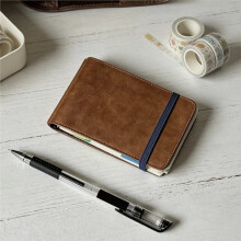 3Holes Loose Leaf Binding Pocket Notebook with 60Sheets Iine Inner Page Stationery Notebook Brown
