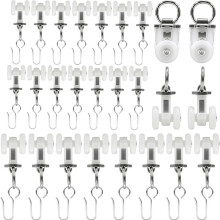 100 Pcs Curtain Track Rollers,Heavy Duty Smooth Glide Curtain Rail Pulleys Runners with Silent Wheels,Curtain Gliders