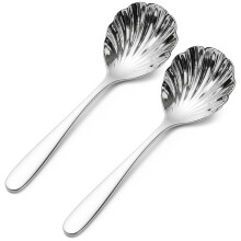 2 Pack 9 Inch Large Shell Serving Spoons, Stainless Steel Spoons for Buffet