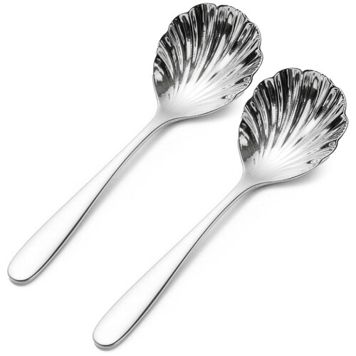 2 Pack 9 Inch Large Shell Serving Spoons, Stainless Steel Spoons for Buffet