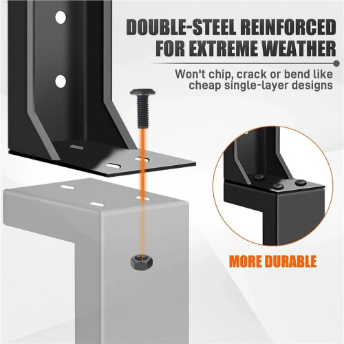 2X Fence Post Repair Kit Quick Fix Broken Wood Posts Support Steel Anchor Stakes 2