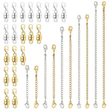 30Pcs Magnetic Necklace Clasps Set Gold Silver Jewelry Making Kit Strong Clasp Extender for Bracelet Necklace Repair