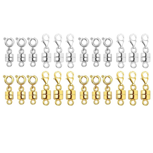 Chiusure Magnetiche Extra Resistenti, 24 Pezzi, Placcate In Oro 18 Carati e Argento, Convertitori per Collane e Bracciali, Chiusure per Gioielli