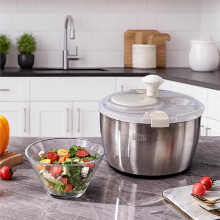 5.3 Qt Stainless Steel Salad Spinner, Salad Spinners Vegetable Spinner, Lettuce Spinner, Fruit Washer, Dishwasher Safe