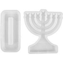 MenorahSilicone Mold 7Branch Resin Candle Holder CastingMold for DIY Aromatherapy Wax Candle Making Holiday Decoration