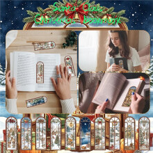 24PCS Christmas Bookmarks Winter Tags for Women, Men, Kids, Book Lovers, Teacher, Student, Holiday, Xmas Gifts