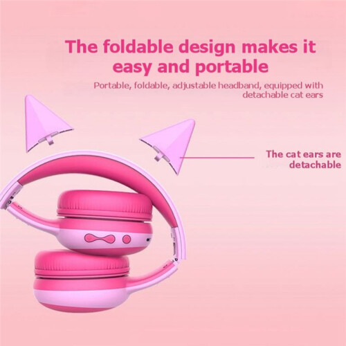 Casque  Sans Fil E61 avec Oreilles de Chat Mignonnes pour Enfants C 1