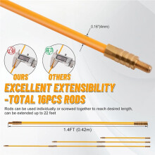 22FT Fiberglass Electrical Wire Running Kit Wire Fishing Tools Fish Tape Wire Puller Through Wall Cable Snake Fish Rods