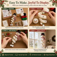 Crochet Snowman Spiral Ornament DIY Kit, Christmas Decoration Christmas Tree Crochet Kit, for Window Wall D
