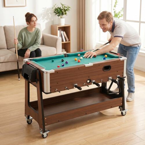 SPORTNOW 3 in 1 Reversible Multi Game Table with Lockable Wheels and Shelf