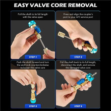 AC Valve Core Removal Tool for R134a R1234yf R22, Schrader & JRA Valves with Valve, Brass Build