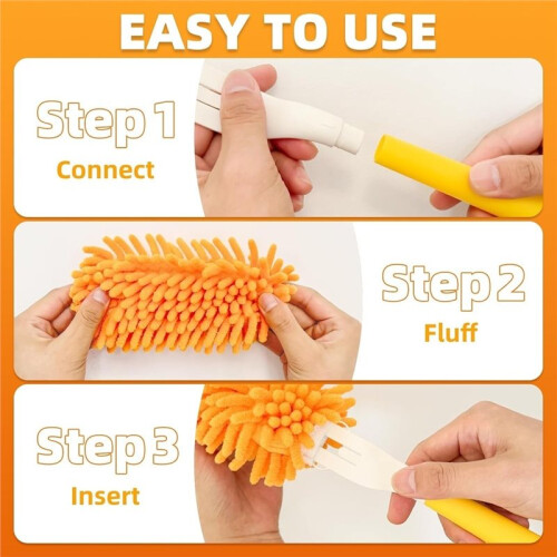 1set Reusable Duster Replacements, Washable, Include Handle and Laundry Bag, Suitable for Home and Offices Dusting. 1