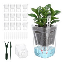 12 Pack 2.5 Inch Self Watering Pots for Indoor Plants, Clear Propagation Cups with Wick & Labels