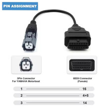 OBD2 Adapter for Outboard 3 Pin to 16 Pin Diagnostic Cable for YDS System