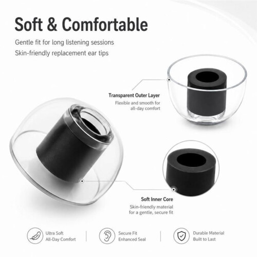 Silicone Eartips for  WF-1000XM6/XM5/XM4/XM3 XDcase Soft Noise Cancelling Earbud Tips Replacement Earplugs White 1