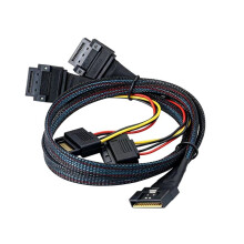 Câble Adaptateur PCIe Slimline SFF-8654 8i Vers 2 Gen-Z 1C, Connecteur à Couverture Intégrale, Protection Anti-Erreur D'Insertion, 0,5 M