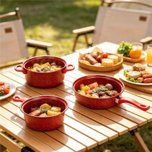 13Pcs Non-Stick Cookware Set, Cast Iron Pots & Pans with Glass Lids & Utensils for Camping Picnic Travel Black
