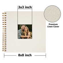 8x8 Inch Scrapbook Hardcover White Pages Scrapbook Photo Album Linen Cover Scrap Book Photo for Couple Family Wedding