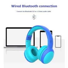 E61 Cute Cat Ear Compatible Headset Wireless Headset Kids Cat Ear Headphones C