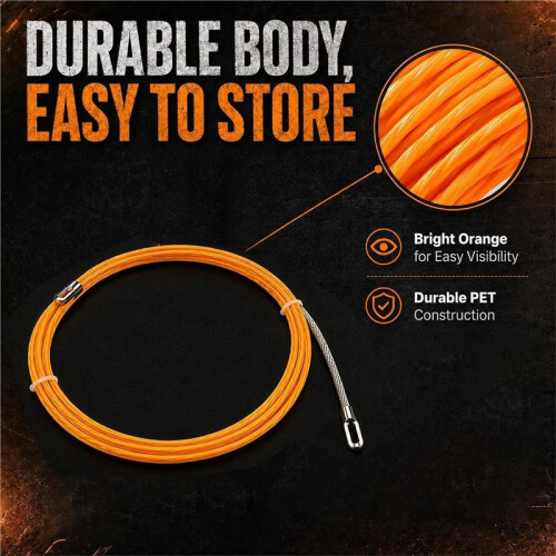 Electrical Fish Tape 15m (49ft), 3.0mm Wire Puller and Wire Snake for Running Wire Through Walls, Cable Pulling Tools 2