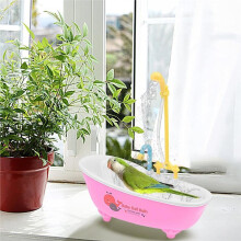 Baignoire Automatique pour Perroquets avec Douche, Fontaine Ă Eau Mignonne et Durable pour Petits et Moyens Perroquets, Calopsittes et Conures Roses