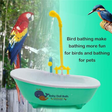 Automatic Bathtub with Shower, Cute Durable Bird Bath Fountain for Small Medium Parrots Cockatiel Conures