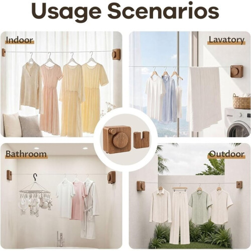 Étendoir à Linge Rétractable pour Intérieur et Extérieur, Résistant et Indéformable, Fixation Murale