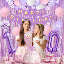 - 10th Birthday Decorations for Girls, Double Digits Decor Set 10 Year Old Party Supplies