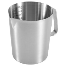 Mätkanna 1L Rostfritt Stål, Mätbägare i Metall med Handtag, med Ounce och ML-Våg, Tål Diskmaskin, Mjölkkanna