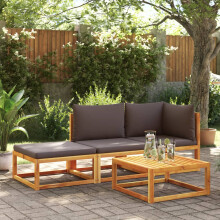 vidaXL 3-tlg. Gartensofa-Set mit Kissen Holz Akazie & Seil