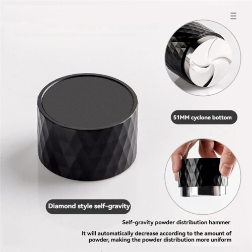 Gravity Coffee Tamper Stainless Steel Whirlwind Pattern Base Coffee Powder Distributor with Diamond Texture Handle 51mm 2