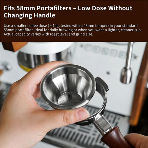 58mm Variable Diameter Espresso Basket 58-35mm Step-Down Design 14g Fits 58mm Bottomless Portafilter 2