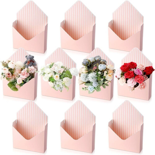 10pcs Bouquet Envelope Boxes, Flower Wrapping Gift Bags, Folding Hand-Held Envelope Boxes, Teacher'S Day Gift Boxes 1