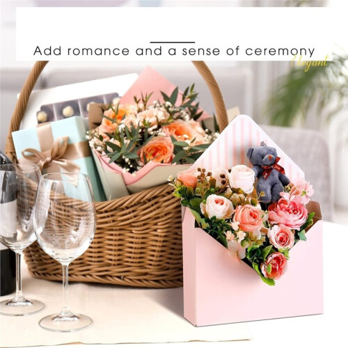 10pcs Bouquet Envelope Boxes, Flower Wrapping Gift Bags, Folding Hand-Held Envelope Boxes, Teacher'S Day Gift Boxes 2