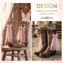 Ribbon Bow Boot Bows, White Plaid Boot Bows Glitter Pearl Lace Holiday Birthday School Accessory