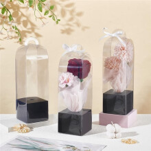 12pcs Single Rose Flower Box (Empty Bag), Transparent Flower Packaging Box, Suitable for Weddings, Birthdays