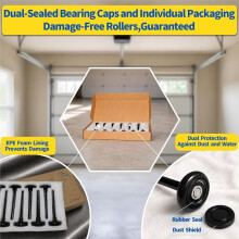Nylon Garage Door Rollers 12 Pack for 2" Track, Quiet 2" Replacement, 90% Noise Reduction, 6200-2RS Sealed Bearings