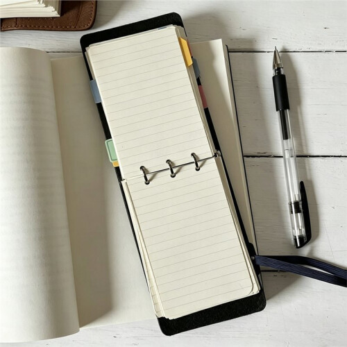 3Holes Loose Leaf Binding  Pocket Notebook with 60Sheets Iine Inner Page Stationery Notebook Red 2
