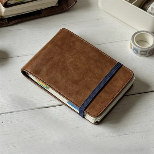 3Holes Loose Leaf Binding  Pocket Notebook with 60Sheets Iine Inner Page Stationery Notebook Brown 1