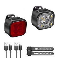 Feux de Vélo Lampe de Cyclisme Haute Luminosité Avant et Arrière USB Rechargeable Phare de Vélo Feu Arrière Lanterne Étanche