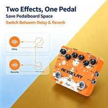 Rowin LTL-05 REVDELAY Electric Guitar Pedal , Reverb and Delay Effects Pedal Dual Footswitch , Guitar Practice Effect
