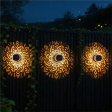 4Pcs Solar Projection Wall Lights Solar Outdoor Wall Light Waterproof Mandala Pattern Sensor for Garden Lawn Porch