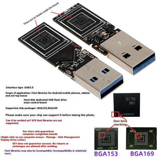 2Pcs DIY U Disk USB3.0 PCB Main Controller EMMC BGA153 169 NS1081 U Disk Main Control Board Without Memory Flash Chip 2