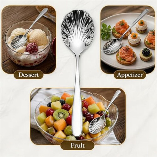 2 Pack 9 Inch Large Shell Serving Spoons, Stainless Steel Spoons for Buffet