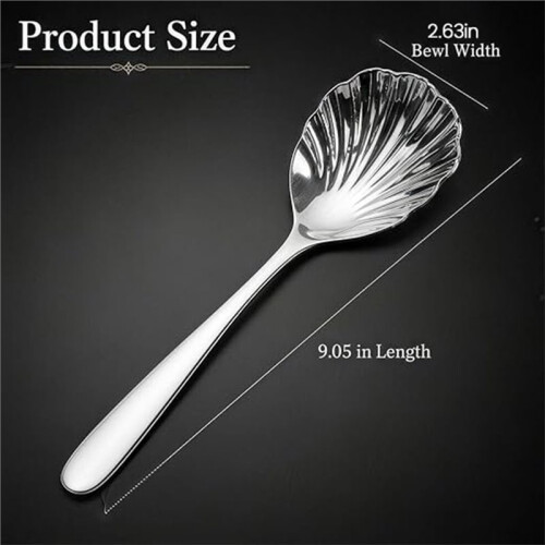 2 Pack 9 Inch Large Shell Serving Spoons, Stainless Steel Spoons for Buffet 1