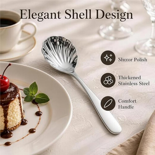 2 Pack 9 Inch Large Shell Serving Spoons, Stainless Steel Spoons for Buffet 2