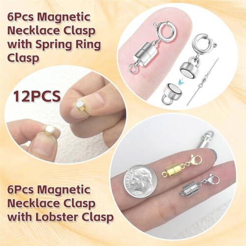 Chiusure Magnetiche Extra Resistenti, 24 Pezzi, Placcate In Oro 18 Carati e Argento, Convertitori per Collane e Bracciali, Chiusure per Gioielli 2