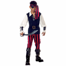 (Large (10-12), Black) Cutthroat Pirate Captain Buccaneer Captain Book Week Boys Costume