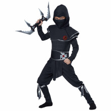 (Large (10-12), Black) Ninja Warrior Black Stealth Japanese Warrior Book Week Boys Costume
